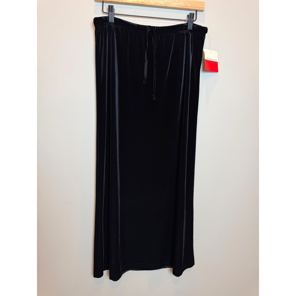 NWT Liz Claiborne Velvet Maxi Skirt Long Stretch Pull On M Goth Minimal Y2K 90s